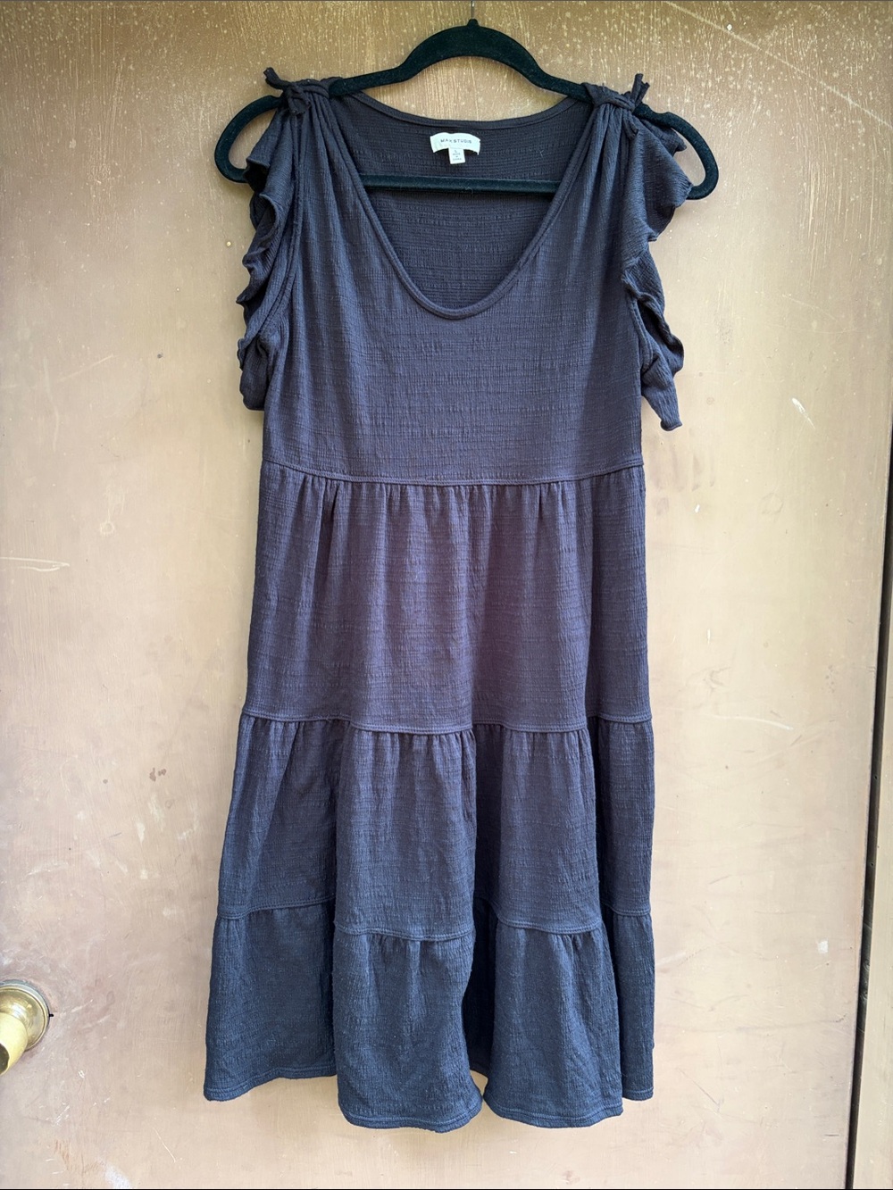 Max Studio Tiered Midi Dress in Charcoal